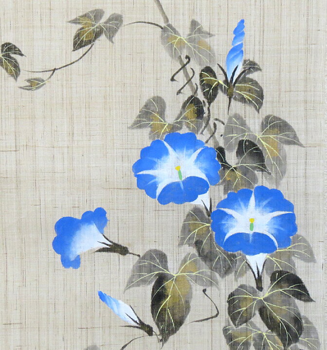 海外正規品 のれん 手描き 江戸琳派 朝顔夕顔図 本麻 日本製 生成り 約 150cm 通し穴付き ロング 和風 暖簾 おしゃれ モダン カーテン タペストリー 壁掛け 目隠し 仕切り インテリア 和小物 和雑貨 布工房万葉舎 Manyosya 宇野株式会社 初夏 夏 盛夏 Fucoa Cl