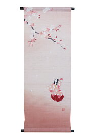 麻 桜 タペストリー：花衣/ 和モダンタペストリー(受注製作）（桜 さくら サクラ） / おしゃれ インテリア タペストリー 和風 モダン 壁飾り　約36×100cm