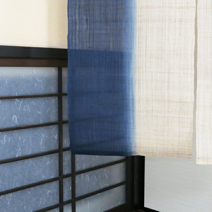 楽天市場】麻のれん のれん 暖簾 ：縦染ぼかし紺藍（手織り和風麻暖簾 