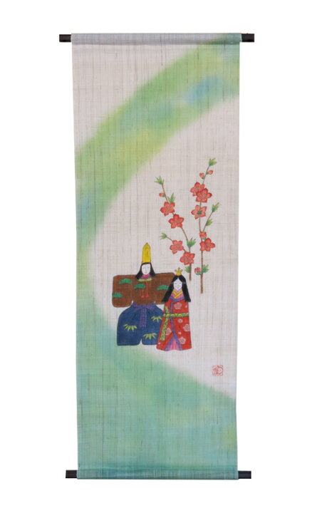 楽天市場】手描き ひな祭り友禅ペストリー：立雛 : のれん 