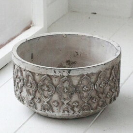 ◇COVENT GARDEN QW-31 ペダンクル・ローポット L　アラベスク 植木鉢レリーフ付 アンティーク調陶器 鉢アンティーク アンティーク調 鉢植 陶器鉢 観葉植物 多肉植物 ブロカント セメント 石膏風