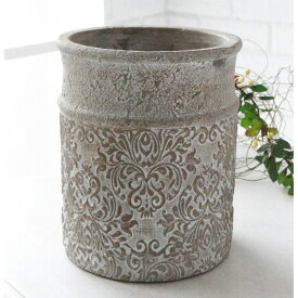 ◇COVENT GARDEN WJ-04 ディグリング・ダマスクトールポット ダマスク柄陶器鉢（大高）アンティーク調陶器 鉢アンティーク アンティーク調 鉢植 陶器鉢 観葉植物 多肉植物 ブロカント セメント 石膏風