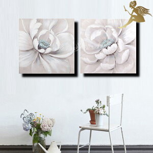 アートパネル 花【送料無料】絵画 壁掛け インテリア 絵手書き 油彩画 油絵 風景画モダン アートボード『2パネルSET 白いクラシカルフラワー 1649』飾るだけの完成品ウォールアート おしゃれ