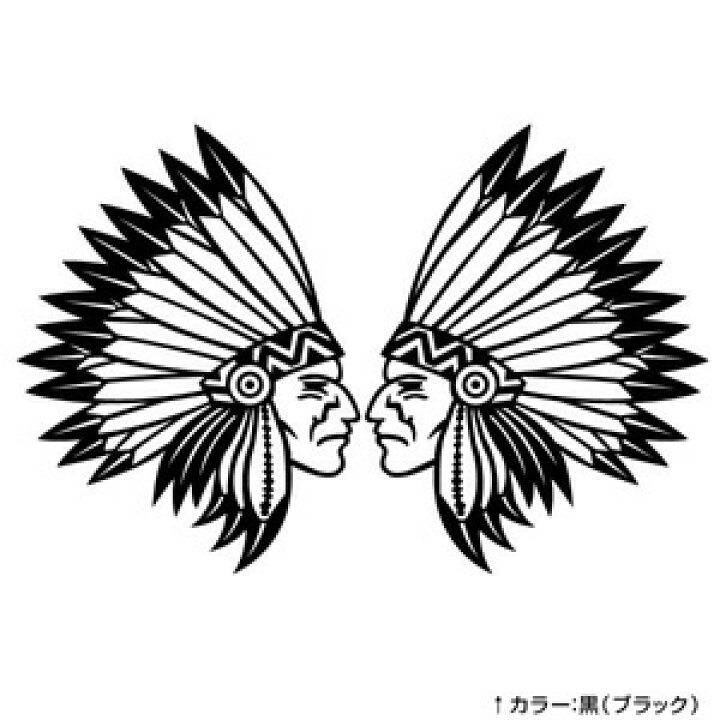 楽天市場 アメリカンインデアン Warbonnet 大判lサイズ カッティングステッカー 2枚組 幅約32cm 高約 7cm ハンドメイド インディアン ウォーボンネット柄 ゆうせいマーケット