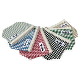 【韓国大人気ブランド】 Aeiou ポーチ ベーシックポーチ チェック柄 Mサイズ アエイオウ Basic Pouch Soft Water Check | おしゃれで かわいい 韓国ポーチ 化粧ポーチ