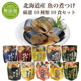 北海道産 魚の煮つけ 無添加 厳選 10種類 10食 セット 兼由 レトルト食品 おかず パウチ 魚 煮魚 惣菜 バラエティ 10種10食 詰め合わせ 非常食 保存食 兼良 かねよし