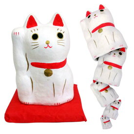 はりこーシカ招き猫・白【紙張子】【開運グッズ】【猫・ねこ・ネコ】