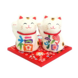 ちぎり和紙彩（いろどり）招福招き猫（ミニ）【6-833】【リュウコドウ】【招き猫】【国産・日本製】【開運・縁起飾り】