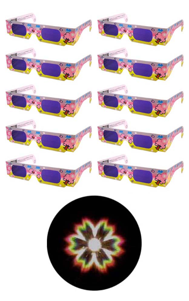 売れ筋ランキング 魔法のメガネをかけると……お花がいっぱい 不思議メガネ花マーク１０個セット ホロスペックメガネ 定価 キャンドルサービス
