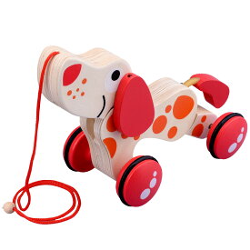 プルトイ 引っ張るおもちゃ 可愛い犬 木製 オーガニック 知育玩具 色認識 指先訓練 歩行練習 バランス感 赤ちゃん 子供 出産祝い 誕生日 プレゼント