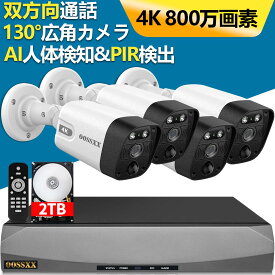 【双方向通話 130°広角 AI&PIR検出 4K 800万】防犯カメラ 屋外 家庭用 監視カメラ 屋外 防犯カメラ poe 防犯カメラセット 4K poe 4台 セット 監視カメラセット LAN 有線 24時間 録画 PoE給電セット 赤外線 暗視 増設 遠隔 スマホ Wifi不要 防水