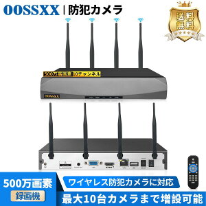 【新商品!4本アンテナにアップグレード!】OOSSXX_NVRレコーダー 録画機 500万画素録画機 10台まで接続可能 遠隔監視 日本語システム 防犯監視 ネットワークレコーダー セキュリティー HDD付属