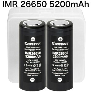 yzKEEPPOWER IMR 26650 UH2652 5200mAh Max:30A Constant:15A `ECIobe[ o MZ P[Xt 2{g S66.5mm