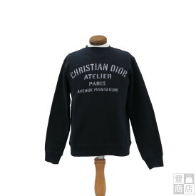 【美品】クリスチャン・ディオール Christian Dior 043J655A0531 アトリエロゴ クルーネックスウェット ネイビー #XS メンズ レディース【中古】