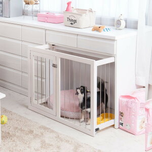 \本日300円クーポン進呈/犬用品 犬小屋 ケージ ゲート ケージ 天然木を使用した幅90cmスライド式ペットケージ【すむぺっと】カウンター下収納シリーズ ケージ TE-0164 TE-0165 国産 完成品省ス