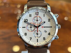 【あす楽】 ウェンガー WENGER 腕時計 Attitude アティチュード クロノグラフ 44mm ホワイト文字盤 01.1543.113 クォーツ 国内正規品 優美堂のウェンガーは安心のメーカー保証3年付き日本正規商品です