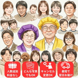 似顔絵 プレゼント AI似顔絵 早い オーダー 写真から作成 還暦祝い 古希祝い 喜寿 米寿 金婚式 退職祝い 誕生日 両親 祖父母 子ども ペット 家族 記念日 名入れ 似顔絵 最安値 安い 結婚祝い 出産祝い 卒業祝い 入学祝い 新築祝い 開店祝い 定年 感謝状 記念品 間に合う