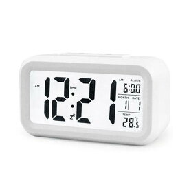 【メール便対応】目覚まし時計 置時計 おしゃれ デジタル ライト 時計 見やすい シンプル 温度計 ホワイト 多機能
