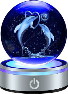 IFOLAINA 3D イルカ クリスタルボール 誕生日 プレゼント 透明 水晶玉 LEDライト 多色変更 寝室 ナイトライト 友達 彼女 彼氏 イルカ ギフト 癒しグッズ 置物 インテリア おしゃれ 雰囲気 ライト