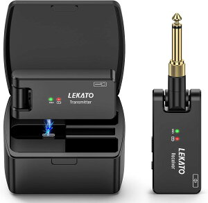 LEKATO �M�^�[ ���C�����X �M�^�[���C�����X�V�X�e�� ws-100 ���C�����X �x�[�X �G���L�M�^�[ ����M�@ 3.5mm��6.35mm ���m�����v���O�t�� 2.4GHz 4�`�����l�� USB�[�d �y�� �R���p�N�g 190°��] �u���b
