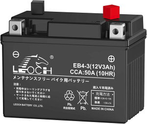 LEOCH YTX4L-BS/YT4L-BS�݊� EB4-3 12V 3Ah �o�C�N�o�b�e���[ �yEB4-3(J)�����\�Łz�V�[���h AGM-BIKE-BATTERY �t���� �[�d�ς� �����e�i���X�t���[