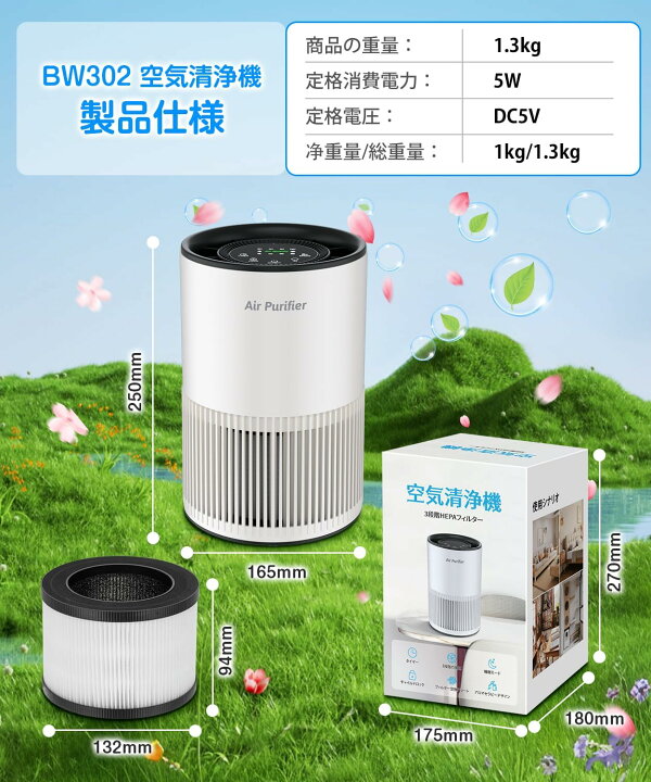 楽天市場】空気清浄機 小型 【2025春 花粉対策&AI風速調整】アロマ対応 