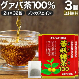 【6/10(月)26時迄10%OFF】 蕃颯糖茶100 2g×32包×3個セット 送料無料 宅配便 | グァバ グァバ茶 グアバ グアバ茶 ガバ茶 ガバちゃ 茶葉 ティーパック ティーバッグ ダイエット ダイエット食品 食べすぎ 無添加 100％ ノンカフェイン カフェインなし まとめ買い