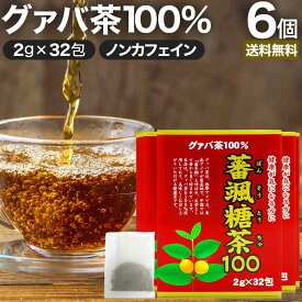 【6/10(月)26時迄20%OFF】 蕃颯糖茶100 2g×32包×6個セット 送料無料 宅配便 | グァバ グァバ茶 グアバ グアバ茶 ガバ茶 ガバちゃ 茶葉 ティーパック ティーバッグ ダイエット ダイエット食品 食べすぎ 無添加 100％ ノンカフェイン カフェインなし まとめ買い