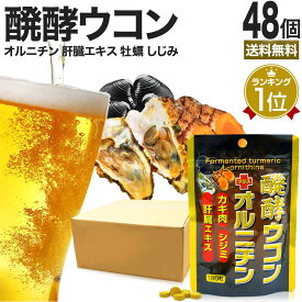 醗酵ウコン＋オルニチン 180粒 約22～30日分 送料無料 メール便 | ウコン うこん 秋ウコン ウコン粒 発酵ウコン クルクミン しじみ しじみ汁 シジミ カキ かき 牡蠣 豚 肝臓 加水分解物 肝臓加水分解 エキス 醗酵 発酵 食品 サプリ サプリメント