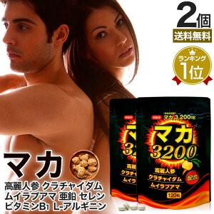マカ3200 120粒×2個セット 約40〜60日分 送料無料 メール便 | マカ maka アルギニン マカサプリメント マカサプリ 亜鉛 高麗人参 ムイラプアマ クラチャイダム 黒生姜 サプリ サプリメント 男性