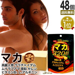 マカ3200 120粒×48個セット 約960〜1440日分 送料無料 宅配便 | マカ maka アルギニン マカサプリメント マカサプリ 亜鉛 高麗人参 ムイラプアマ クラチャイダム 黒生姜 サプリ サプリメント 男性