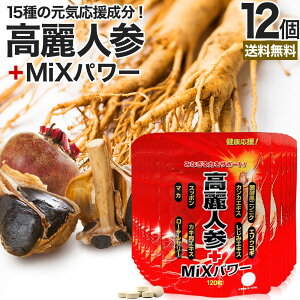 高麗人参+MiXパワー 120粒×12個セット 約288〜360日分 送料無料 宅配便 | 高麗人参 高麗人参サプリ にんじん 朝鮮人参 オタネニンジン エキス カンカ スッポン マカ サプリ 亜鉛 黒にんにく 黒