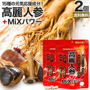 高麗人参+MiXパワー 120粒×2個セット 約48〜60日分 送料無料 メール便 | 高麗人参 高麗人参サプリ にんじん 朝鮮人参 オタネニンジン エキス カンカ スッポン マカ サプリ 亜鉛 黒にんにく 黒