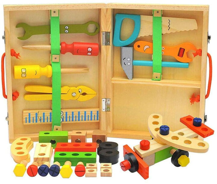 大工さん 子供用 工具セット 子どもに人気な大工さんセット 木製ツールボックス おままごと 木のおもちゃ DIY 木製 早期学習玩具 男の子のおもちゃ  知育玩具 ユースター