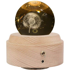 オルゴール クリスタル ボール 木製手作りかわいい おしゃれ間接照明 LEDライト USB充電式投影ボール インテリア かわいい 癒しグッズ 誕生日プレゼント記念日 出産祝いなどの場合に最適(五