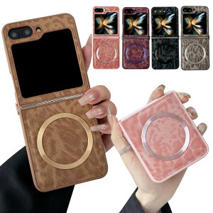 Galaxy Z Flip6 5 4 3 �P�[�X / �J�o�[ �܂肽���݌^ �q���E�� �w��PU���U�[�P�[�X Qi�[�d ���C�����X�[�d �Ή� �}�O�l�b�g�z�� Samsung �M�����N�V�[ Z