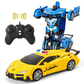 【25日まで期間限定P10倍】翌日出荷 電動RCカー おもちゃの車 リモコンカー ラジコンカー ロボットに変換することができます 非常にクールなデザイン 2色 ブルー 黄色