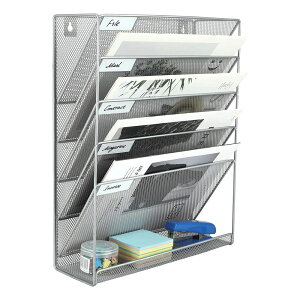 卓上収納ラック 6段 ファイルラック 書類トレー メッシュメタル 組み立て式 壁掛け書類ラック 多機能 新聞/雑誌/A4ファイル/フォルダー/書類入れ 机上用品 整理 収納