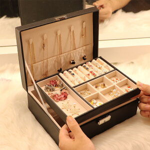 【10%OFFクーポンとP3倍】ジュエス アクセサリーケース 大容量 二段 ジュエリー収納 アクセサリー収納 小物入れ アクセサス PUレザー 北欧 23*17*9cm