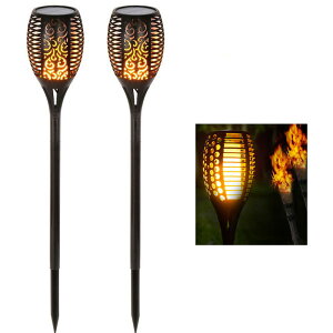 【期間限定 P3倍】ソーラーライト屋外 ソーラー炎パースランプ トーチ 自動点灯 96LED IP65防水 電気代不要 クリスマス風景用 ガーデン経路/芝生/車道/歩道/庭/屋外などに最適 2本セット