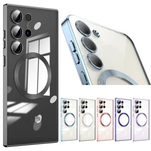 Galaxy S24 S23 �o���p�[ �P�[�X Qi�[�d ���C�����X�[�d �Ή� �A���~�o���p�[ S24+/S24 Ultra ���������� �N���A ���� �w�ʃp�l�� �J���������Y�J�o�[�t��