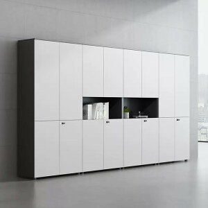 キャビネット 壁面収納 リビング収納 収納棚 大容量 ダイヤル錠付き アジャスター付き 扉付き収納 ハイタイプ シンプル ホワイト 車上渡し