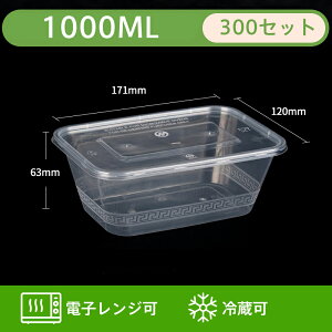 使い捨て箱 300個入れ 17.1*12*6.3cm 1000ml 使い捨て 容器 弁当箱 pp材質 食品レベル 環境保護 キャンプ ピクニック 家庭用 料理 企業用 出前 持ち帰り