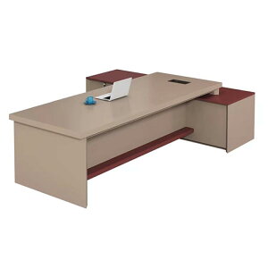 エグゼクティブデスク プレジデントデスク メラミン化粧板 パネル脚 サイドキャビネット ダイヤル錠 卓上コンセント 配線孔 カスタマイズ可能 車上渡し