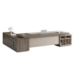 エグゼクティブデスク プレジデントデスク サイドキャビネット メラミン化粧板 PVC素材エッジバンド 配線ボックス PC用通気口 ブラウン 車上渡し