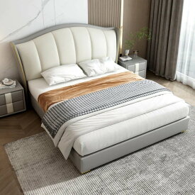 新型　イタリア式　シンプル　本革　手の届く贅沢　モダン　主寝室　豪華　ダブル　柔らかい　新婚用　ベッド