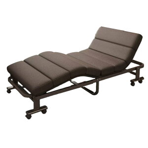 折りたたみベッド シングルベッド 折り畳みベッド パイプベッド ベッド コンパクト リクライニング スチールフレーム メッシュ ポリエステル キャスター付き ブラウン 車