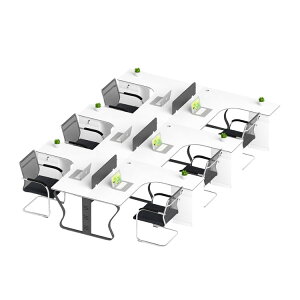 オフィスデスク シンプルモダン  多人数対応 スチール脚 ロの字脚 サイドキャビネット 錠付き シリンダー錠 配線ダクト 焼付塗装 ホワイト カスタマイズ可能 車上渡し