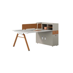 オフィスデスク メラミン化粧板 サイドキャビネット 冷却ファン スチール脚 ハの字構造 舟底エッジ シャープ デスクトップパネル ホワイト カスタマイズ可能 車上渡し