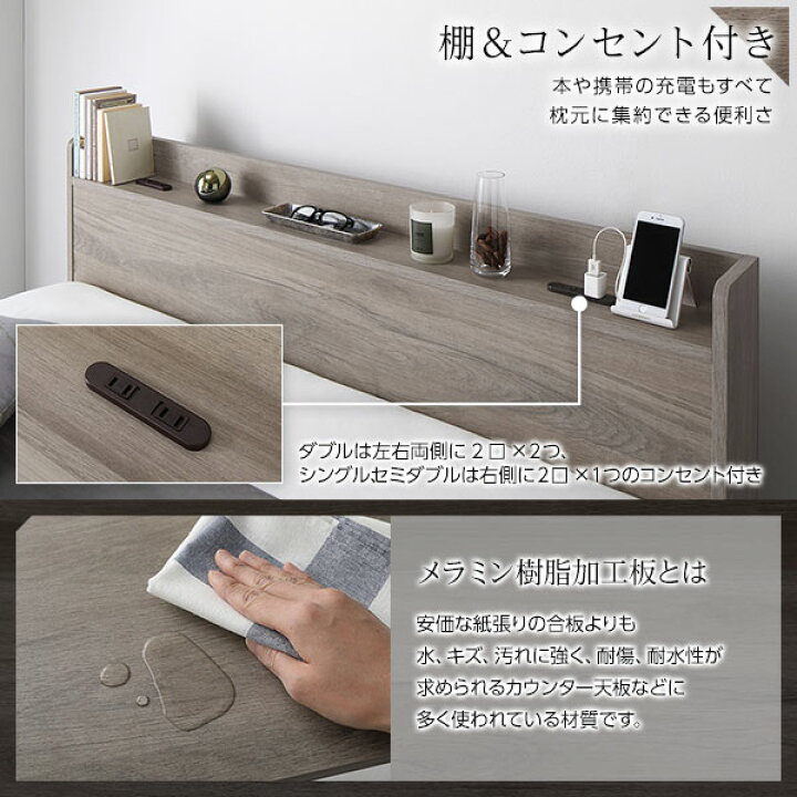 楽天市場】ベッド セミダブル ボンネルコイルマットレス付き 